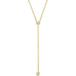 Diamond Bezel Lariat Necklace in 14K Gold in Saudi Arabia