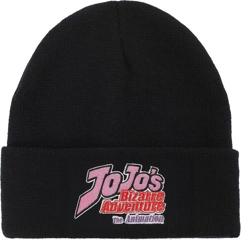 Bioworld JoJo's Bizarre Adventure Jojos Logo Embroidery Acrylic Knit Cuff Beanie Black in Kuwait