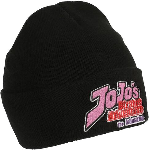 Bioworld JoJo's Bizarre Adventure Jojos Logo Embroidery Acrylic Knit Cuff Beanie Black in Kuwait