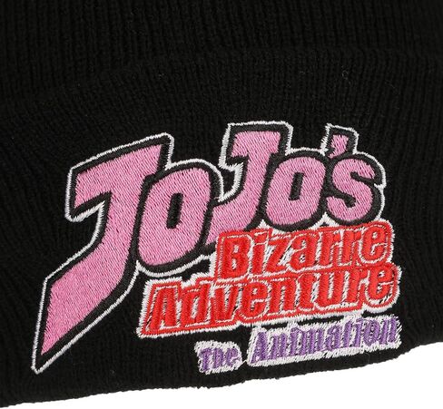 Bioworld JoJo's Bizarre Adventure Jojos Logo Embroidery Acrylic Knit Cuff Beanie Black in Kuwait