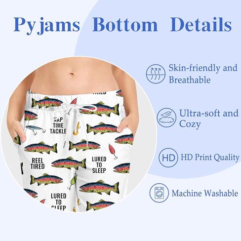 KOYI Fish Pajama Pants, Funny Fishing Print Lounge Pants, Cozy Unisex Sleepwear for Men Women, Novelty Pajama Bottoms in Saudi Arabia