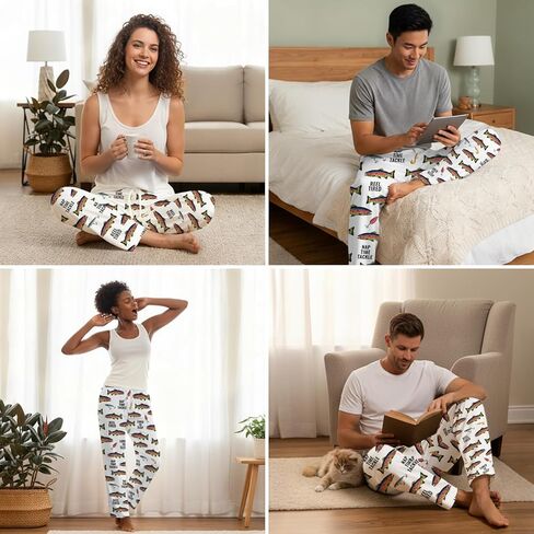 KOYI Fish Pajama Pants, Funny Fishing Print Lounge Pants, Cozy Unisex Sleepwear for Men Women, Novelty Pajama Bottoms in Saudi Arabia