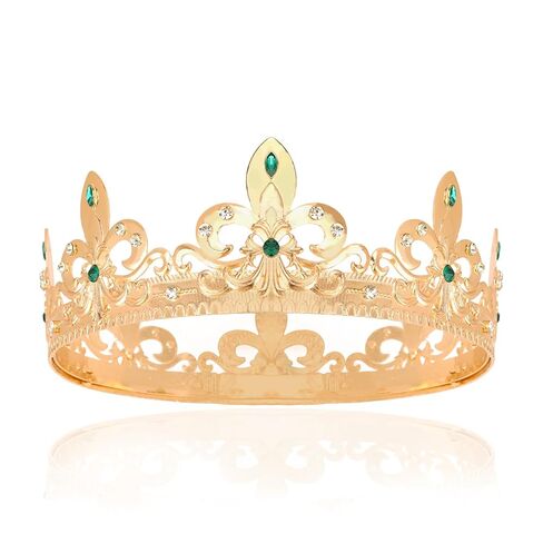 CIEHER King Crowns for Men Boys - Royal Vintage Prom Crown Evil Luxury Rhinestone Tiara for Birthday Halloween Costume Cosplay Party(Green) in Saudi Arabia