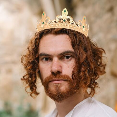 CIEHER King Crowns for Men Boys - Royal Vintage Prom Crown Evil Luxury Rhinestone Tiara for Birthday Halloween Costume Cosplay Party(Green) in Saudi Arabia