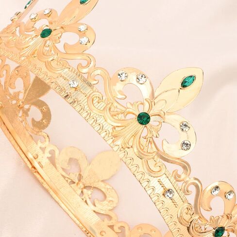 CIEHER King Crowns for Men Boys - Royal Vintage Prom Crown Evil Luxury Rhinestone Tiara for Birthday Halloween Costume Cosplay Party(Green) in Saudi Arabia