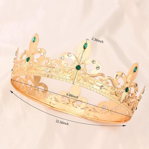 CIEHER King Crowns for Men Boys - Royal Vintage Prom Crown Evil Luxury Rhinestone Tiara for Birthday Halloween Costume Cosplay Party(Green) in Saudi Arabia