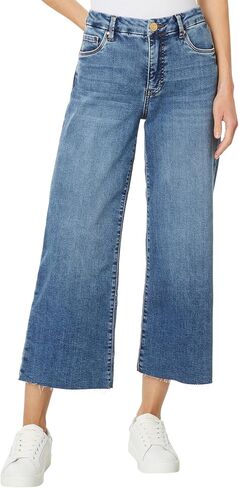 KUT من Kloth Women's Petite Meg عالية الارتفاع Fab Ab ذات حاشية خام واسعة الساق in Kuwait
