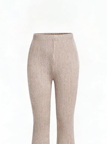 Girls 2 Piece Ribbed Outfits, Spring Trend Long Sleeve Crop Top & Flare Pants Sets for 8-12 Years in Saudi Arabia