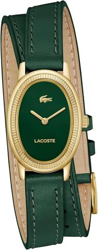 ساعة Lacoste Parisienne النسائية 2H - هيكل بيضاوي، إطار مخدد، حركة كوارتز، حزام جلدي ناعم بلف مزدوج، تصميم أنيق وبسيط - هدية لها in Kuwait