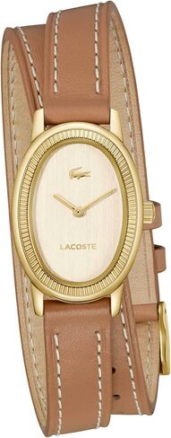 ساعة Lacoste Parisienne النسائية 2H - هيكل بيضاوي، إطار مخدد، حركة كوارتز، حزام جلدي ناعم بلف مزدوج، تصميم أنيق وبسيط - هدية لها in Saudi Arabia
