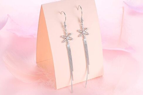S925 Sterling Silver Snowflake Tassels Dangle Long Snow Earrings for Women in Saudi Arabia