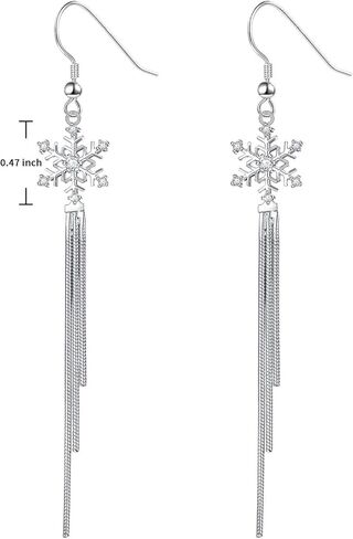 S925 Sterling Silver Snowflake Tassels Dangle Long Snow Earrings for Women in Saudi Arabia
