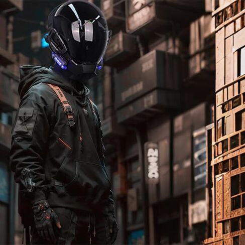 فاسق خوذة مصباح ليد حتى قناع مستقبلية Techwear الخيال العلمي القوطية قناع زي هالوين تنكري الدعائم مناسبة للكبار in Kuwait