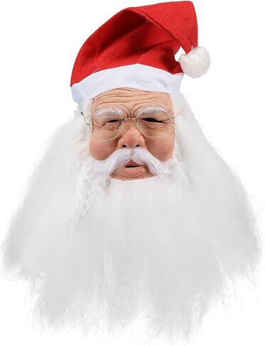 Realistic Santa Claus Mask with Hat & Beard for Christmas Funny Adult Men & Women Cosplay Costume Latex Face Mask in Saudi Arabia