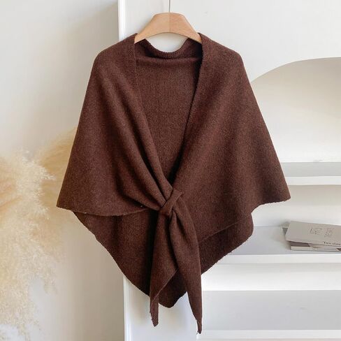Winter Shawl Wraps for Women Knitted Pashmina Sweater Shawl Large Wool Triangle Scarf Warm Blanket Poncho Cardigan in Saudi Arabia