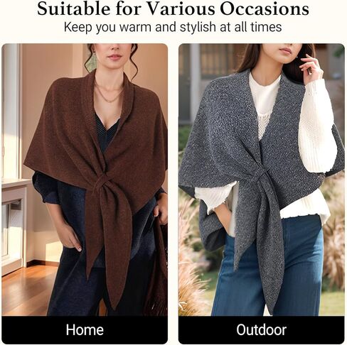 Winter Shawl Wraps for Women Knitted Pashmina Sweater Shawl Large Wool Triangle Scarf Warm Blanket Poncho Cardigan in Saudi Arabia