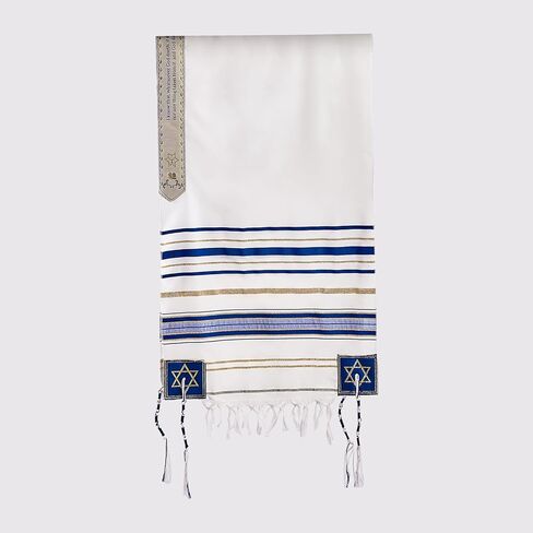 BRTAGG Tallit مع مشابك وحقيبة، شال صلاة مع داود النجم، هدايا يهودية مقاس 70 × 20 بوصة in Kuwait
