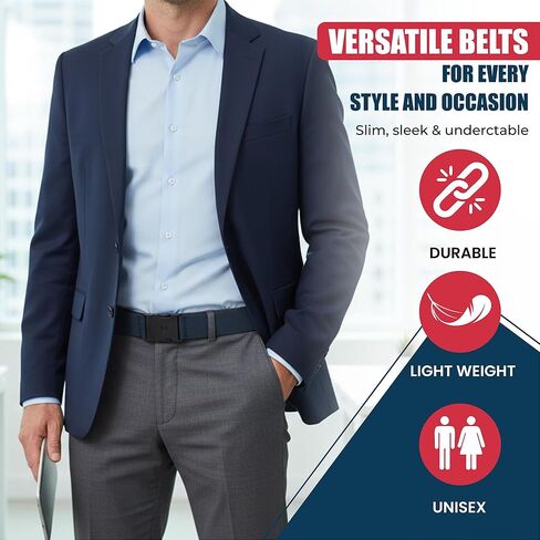 حزام مطاطي للمغامرة للجنسين من ONE-BELT، عرض 1.30 سم، غير قابل للانزلاق، إبزيم مناسب للسفر. مصمم في الولايات المتحدة الأمريكية. in Saudi Arabia