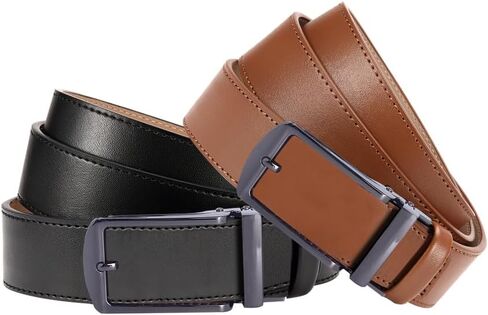 Mens Belt Leather Ratchet 1 3/8'' - 2 Packs Belt For Men Gift Dress and Casual with Adjustable Buckle, Trim to Fit in Saudi Arabia