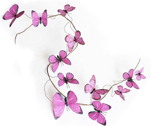 Artificial Butterfly Garland, Fake Butterfly Decorative Vines, DIY 3D Unique Butterfly Hanging Decor for Home Wall Easter Spring Flowers Party Wedding Arch Shopping Mall Window Decorations. (Blue) in Kuwait