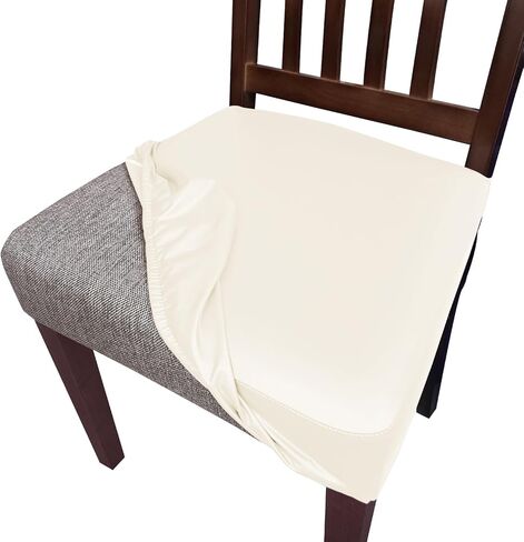 Waterproof Pu Leather Seat Covers for Dining Room Chairs Set of 6,Soft Chairs Seat Slipcovers,Dining Chair Cover Removable Washable Chair Protector Cover Stretch Kitchen Chair Covers in Saudi Arabia