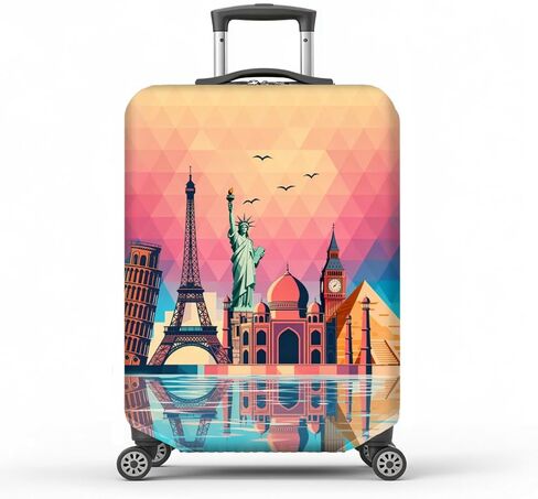 MAYJOYDIY Text Adventure Begins Luggage Cover Airplane Travel Elastic Baggage Covers Dust-Proof Suitcase Sleeve Anti-Scratch Washable Suitcase Protector Size M Fit 22-25 Inch Luggage in Saudi Arabia