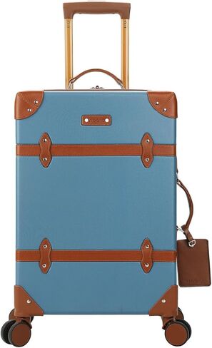 Vintage-Inspired Blue 2-Pack Hardside Trunk & Train Case With Brown Accents in Saudi Arabia