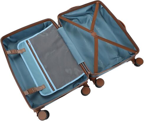 Vintage-Inspired Blue 2-Pack Hardside Trunk & Train Case With Brown Accents in Saudi Arabia