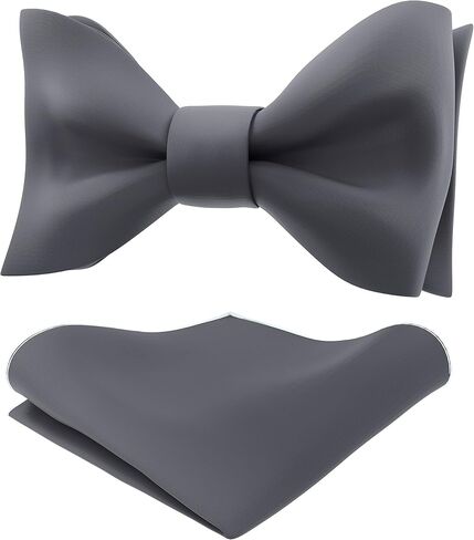 Adam Young Men's Self Tie Bow Tie with Pocket Squares Made of Sami-Glossy Satin Bowtie for Tuxedo Faux Silk in Saudi Arabia