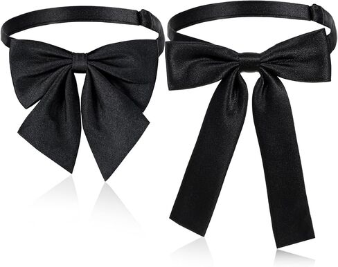 Black Bow Ties for Men Women, Black Bowtie, Cowboy Accessories for Men Women, 2 PCS Pre-tied Adjustable Western Satin Ribbon String Bow Tie for Wedding Tuxedo Banquets Formal Wear in Saudi Arabia
