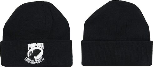 8" Pow Mia You are Not Forgotten Black Knitted (Folded) Embroidered Beanie Skull Cap Hat in Saudi Arabia