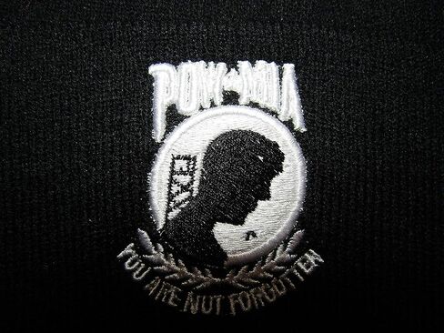 8" Pow Mia You are Not Forgotten Black Knitted (Folded) Embroidered Beanie Skull Cap Hat in Saudi Arabia