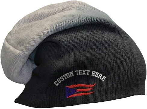 Slouchy Beanie for Men Puerto Rico Flame Flag Black Embroidery Women Skull Cap in Kuwait