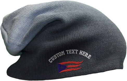 Slouchy Beanie for Men Puerto Rico Flame Flag Black Embroidery Women Skull Cap in Kuwait