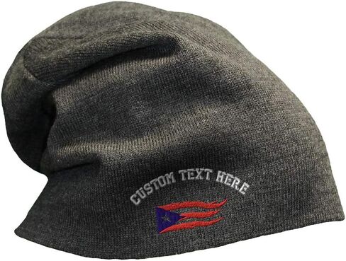 Slouchy Beanie for Men Puerto Rico Flame Flag Black Embroidery Women Skull Cap in Kuwait