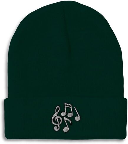 Custom Beanies for Men Silver Musical Notes Embroidery Skull Cap Winter Hats for Women Acrylic One Size in Saudi Arabia