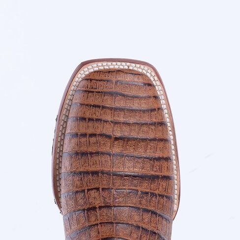 أحذية Tanner Mark للرجال من Caiman Belly Cognac أحذية غربية، مقدمة مربعة واسعة، كعب للمشي، جلد، نعل هجين، ارتفاع العمود 33 سم in Kuwait