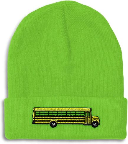 Custom Beanies for Men School Bus A Embroidery Bus Winter Hats for Women Acrylic Skull Cap 1 Size in Saudi Arabia