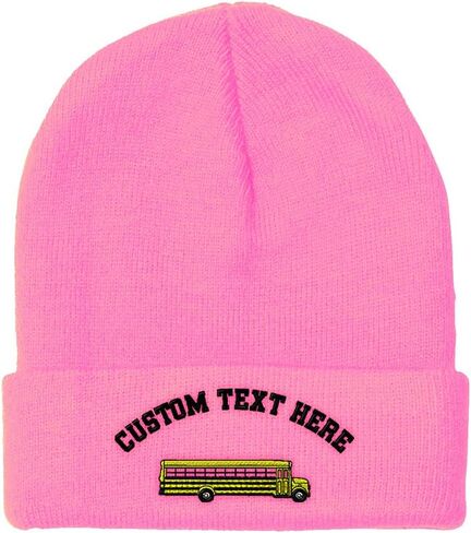 Custom Beanies for Men School Bus A Embroidery Bus Winter Hats for Women Acrylic Skull Cap 1 Size in Saudi Arabia