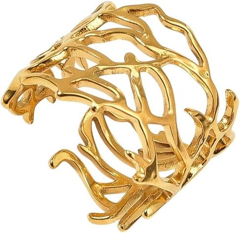 Vintage Gold Coral Branch Statement Ring, Open Design, Adjustable Fashion Band in Saudi Arabia
