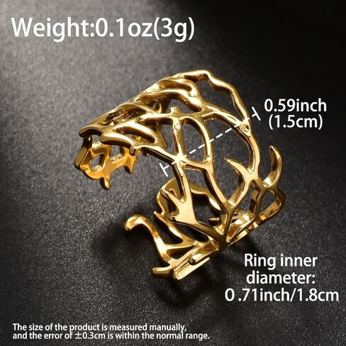 Vintage Gold Coral Branch Statement Ring, Open Design, Adjustable Fashion Band in Saudi Arabia