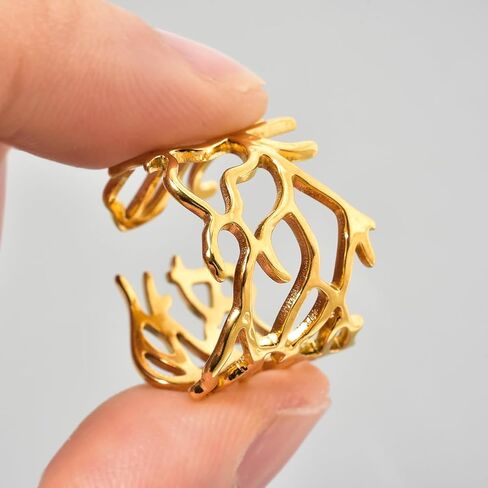 Vintage Gold Coral Branch Statement Ring, Open Design, Adjustable Fashion Band in Saudi Arabia