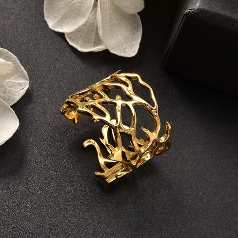 Vintage Gold Coral Branch Statement Ring, Open Design, Adjustable Fashion Band in Saudi Arabia