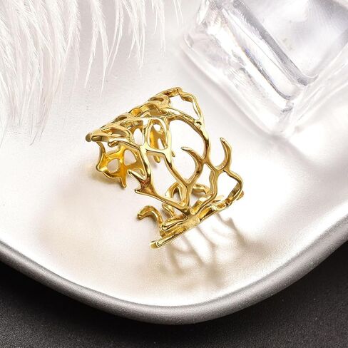 Vintage Gold Coral Branch Statement Ring, Open Design, Adjustable Fashion Band in Saudi Arabia