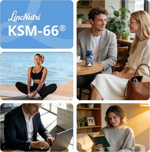 KSM-66 مكملات اشواغاندا | مستخلص جذور أشواغاندا للنساء والرجال | مجمع Adaptogen 10 في 1 لمدير الكورتيزول والإجهاد والطاقة ودعم المناعة | 60 كبسولة نباتية in Kuwait
