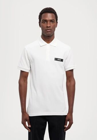 Versace Jeans Couture White Mens Polo Shirt with Contrast Chest Patch in Saudi Arabia