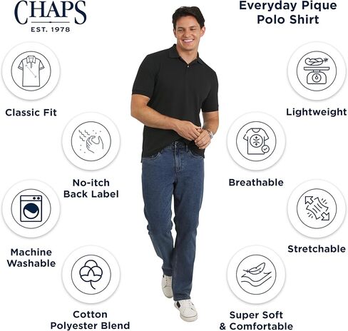 Chaps Men's Everyday Casual Classic Fit Stretch Pique Polo Shirt (S-2XL) in Saudi Arabia