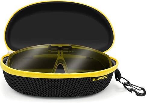 BLUPOND Knight Visor Large Sunglasses Case with Metal Carabiner & Zipper - EVA Semi Hard Frame Glasses Case for Men & Women in Saudi Arabia