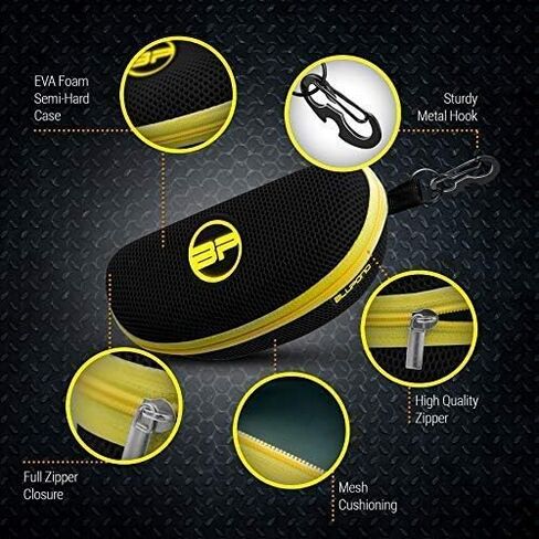 BLUPOND Knight Visor Large Sunglasses Case with Metal Carabiner & Zipper - EVA Semi Hard Frame Glasses Case for Men & Women in Saudi Arabia