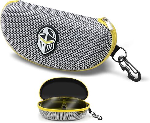 BLUPOND Knight Visor Large Sunglasses Case with Metal Carabiner & Zipper - EVA Semi Hard Frame Glasses Case for Men & Women in Saudi Arabia